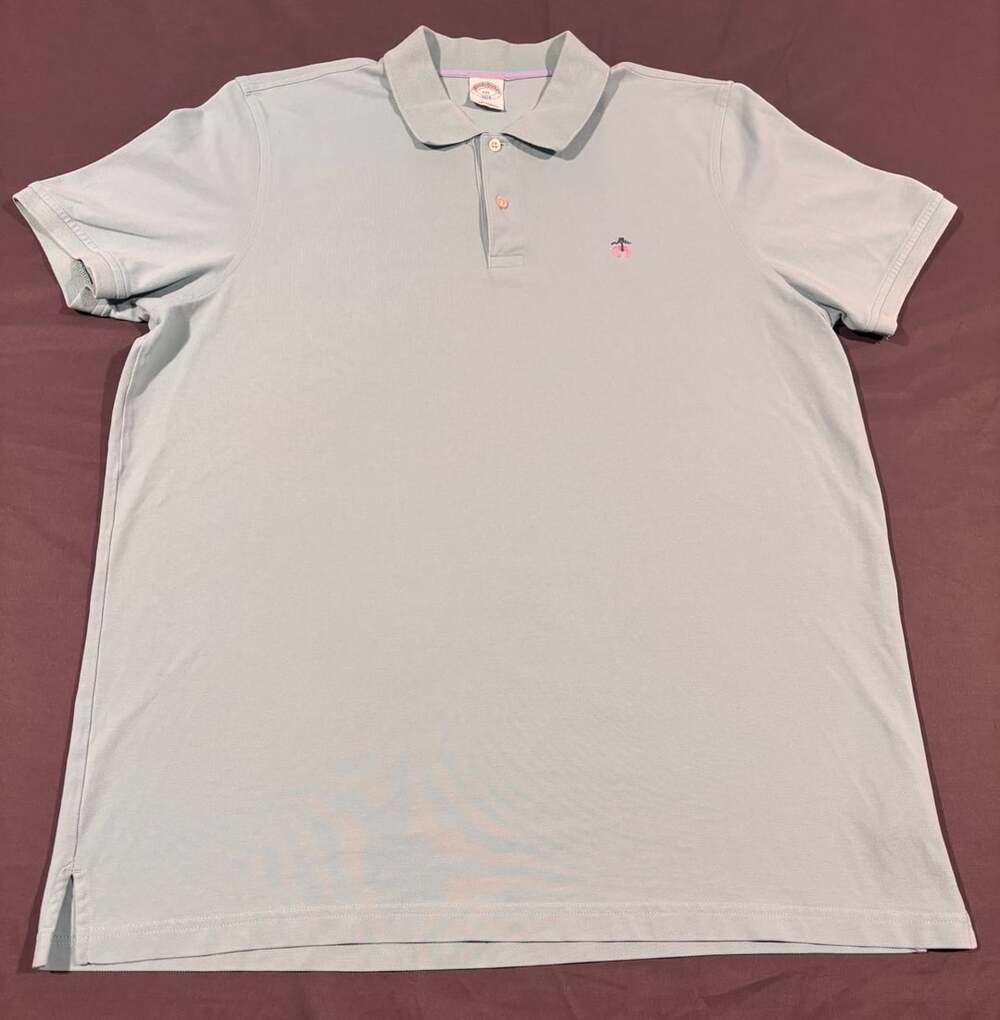Brooks Brothers 1818 Slim Fit Polo Shirt Mens XXL Light Blue Cotton